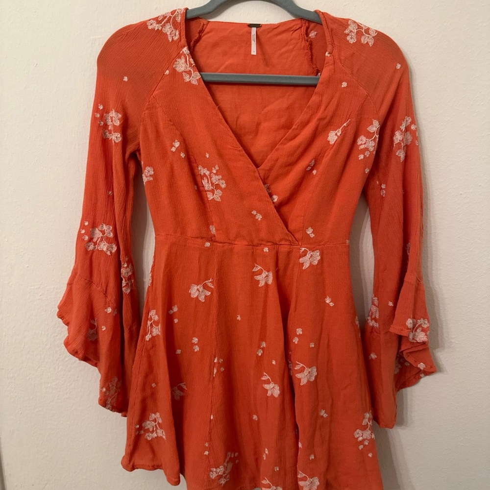 Free People Orange Floral Dress